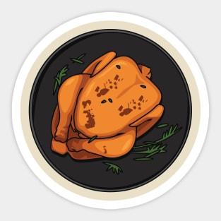 Roast chicken cartoon illustration Sticker